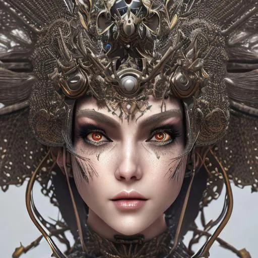 Prompt: Anthropomorphic garuda witch, portrait, finely detailed armor, cinematic lighting, intricate filigree metal design, 4k, 8k, unreal engine, octane render