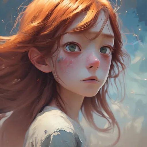 Prompt: illustration art, front, ghibli studio inspired, epic Instagram, artstation, hyperdetailed, unreal engine, ghibli studio style, anime face, complementary colors, 8k, deviantart masterpiece, oil painting, heavy strokes, ginger female