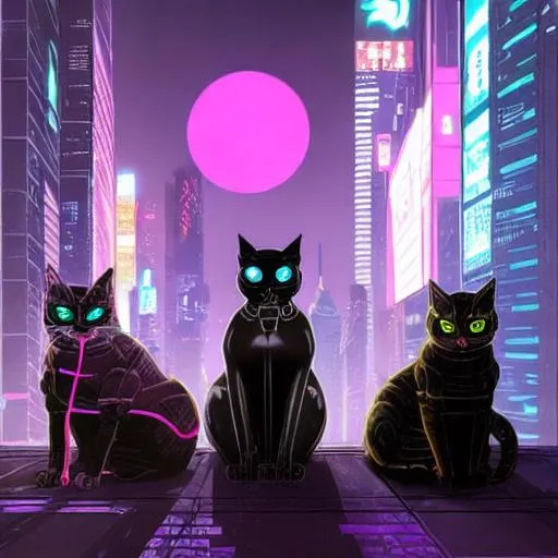 Prompt: cyberpunk cats