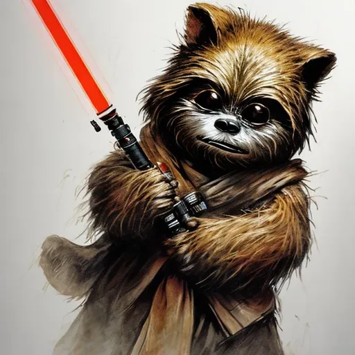 Prompt: Ewok With A Lightsaber
