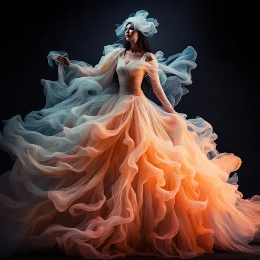 Prompt: minimalist black light haute couture full body ethereal serene charybdis arboreal fashions vogue abstract editorial album cover shot with nikon z8 --s 750 --w 100 --c 20