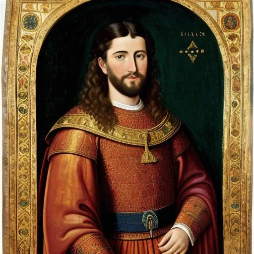 Prompt: portrait of a 10th-century Spanish light-haired king