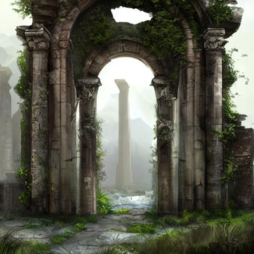 concept art of ancient fantasy ruins with an ancient... | OpenArt