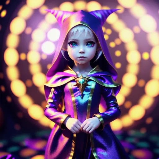 Prompt: {center shot} 3D, HD, Scary, Dreamy, Nightmarish, Cute!!!!(female{elf}Toddler!!!) {facing camera} dressed in {silk Sorceress outfit}, Expansive psychedelic background, ultra-detailed, backlit, shadows, ultra-sharp focus, detail, ominous, golden ratio, intricate, cinematic character render, 64K --s98500