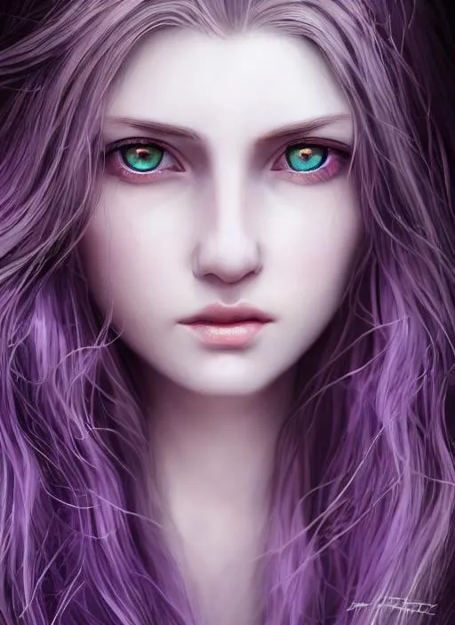 Prompt: Portrait of  a pale girl with purple eyes, {in front of a metal gate}, perfect composition, hyperrealistic, super detailed, 8k, high quality, trending art, trending on artstation, sharp focus, studio photo, intricate details, highly detailed,