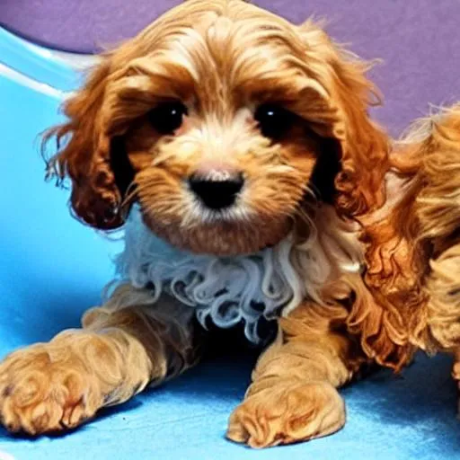 pretty cavapoo puppies with a bath OpenArt