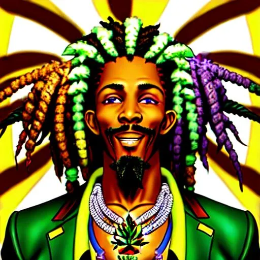 Prompt: bud man,rasta, jamaican, negril jamaica, weed, purple cush, cowboy cush