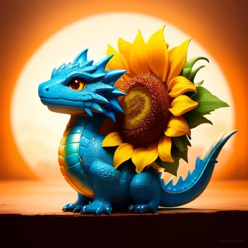 Prompt: Extremely Ultrarealistic Photorealistic cute dragon holding a sunflower, by James Jean and Android Jones: Jeff Koons: Erin Hanson: Joe Fenton: Dan Mumford: professional photography, natural lighting, volumetric lighting maximalist photoillustration 8k resolution concept art intricately detailed, complex, elegant, expansive, fantastical: