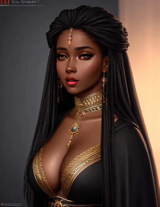 Prompt: UHD, 8k, high quality, ultra quality, cinematic lighting, special effects, hyper realism, hyper realistic, Very detailed, high detailed face, high detailed eyes, fantasy, medieval, woman, black skin, gorgeous, cute, young, thick girl, robes, no underwear