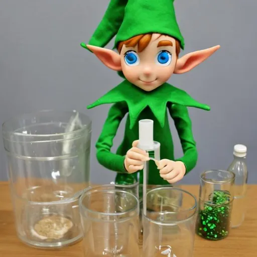 Prompt: science experiment with an elf