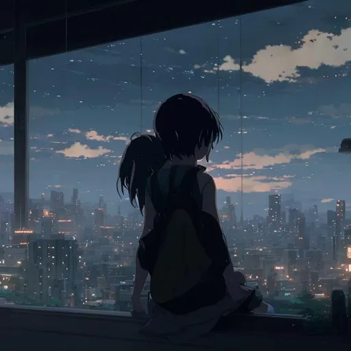 Prompt: sad alone, makoto shinkai