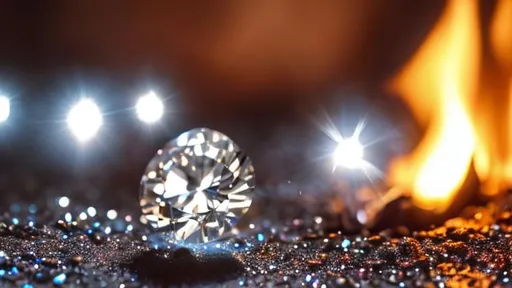 Prompt: Different colour of diamonds around a fire