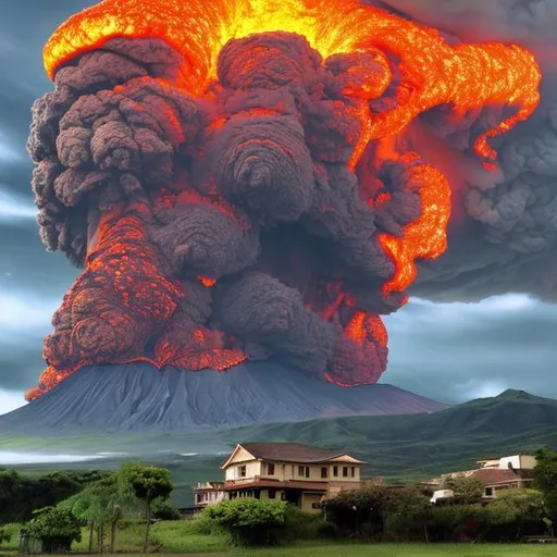 A large volcano erupts and ruins every house but 1 h 
