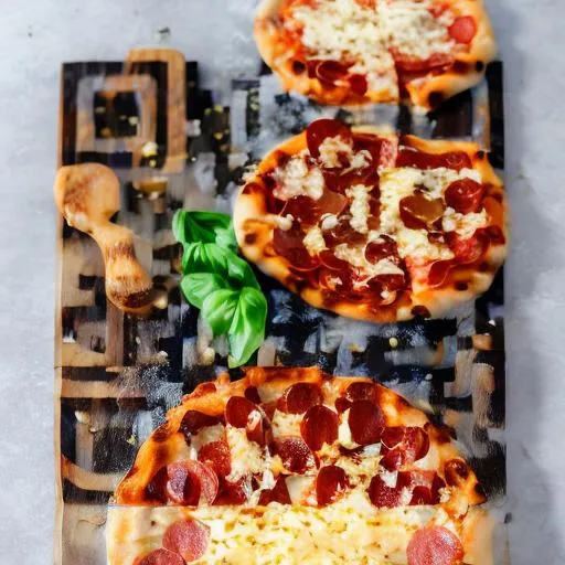 Prompt: Generate an image of a mouthwatering pepperoni pizza with a golden, crispy crust, bubbling cheese, and perfectly placed pepperoni slices. The pizza should be on a wooden cutting board with a sprinkling of fresh basil leaves around it. The background should have a warm, inviting ambiance with soft lighting to enhance the deliciousness of the pizza