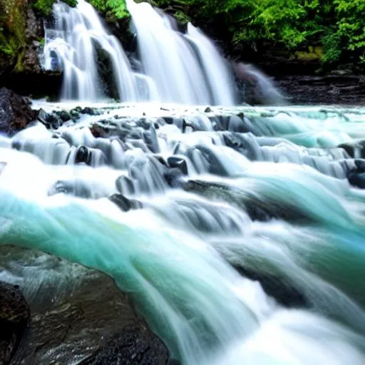 Gemstones flowing into a waterfall | OpenArt