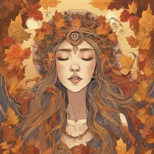 Prompt: autumn goddess singing