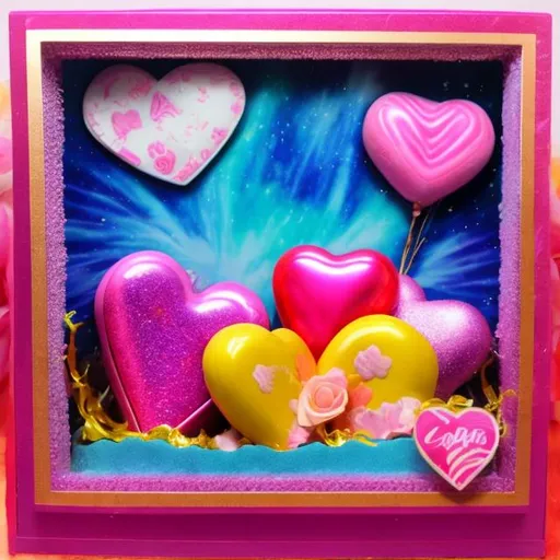 Lisa frank style valentines day diorama