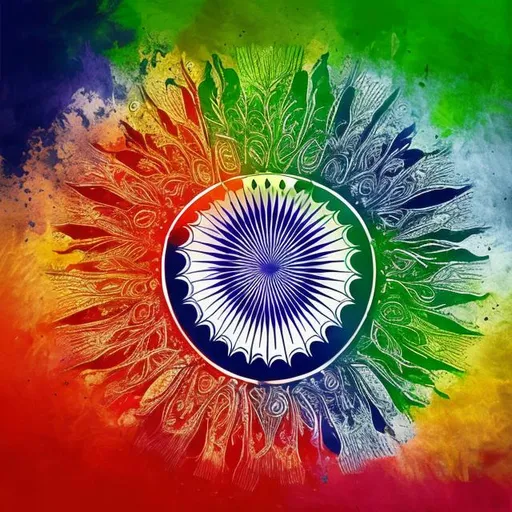 Prompt: Indian tricolor art on black background