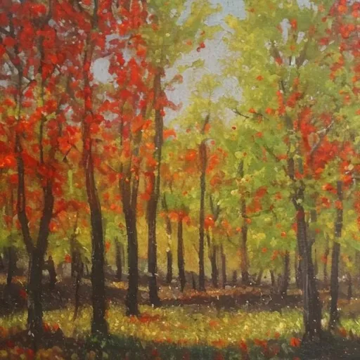 Prompt: Apple and maple groves in oil