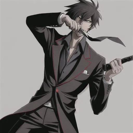 Dark artwork of an anime guy with a knife