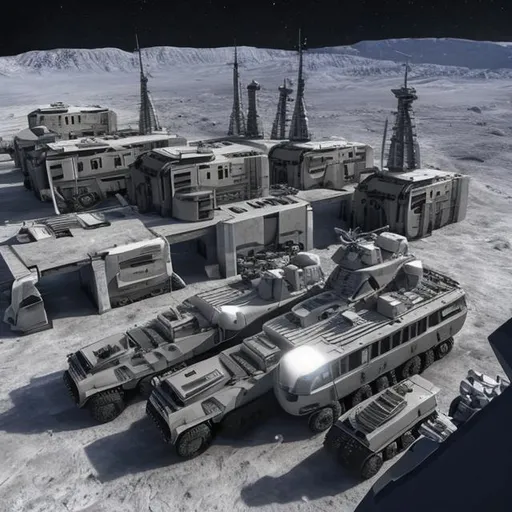 Prompt: Show me what the joint USA/Canada Artemis Lunar Base would look like if it were militarized.