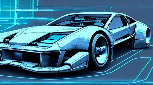 Prompt: Cool cyberpunk car blueprints