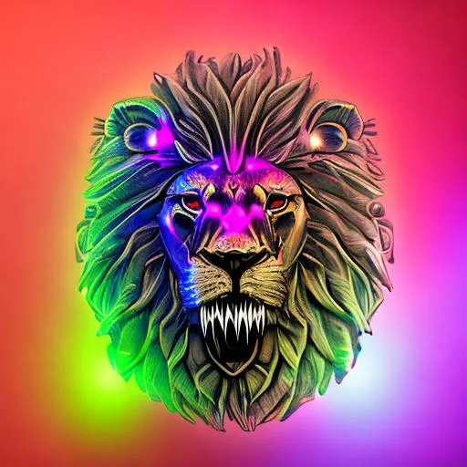 Prompt: Lion head inside a fuchsia hexagon  box with glowing eyes 
, QHD, Cinematic lighting add “Pulsechain” text