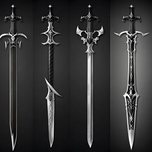 Prompt: Black and gray swords