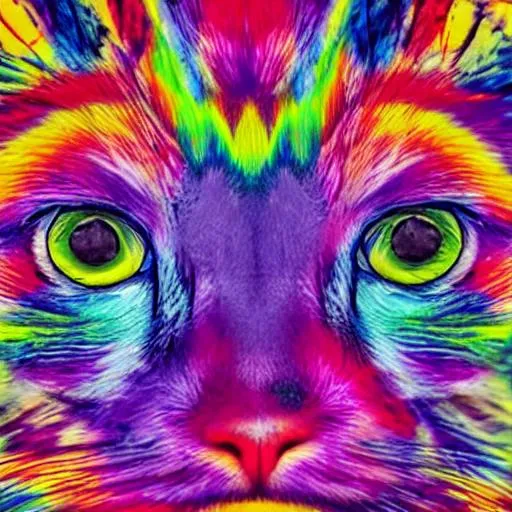 Prompt: Abstract Art of a Rainbow Cat.