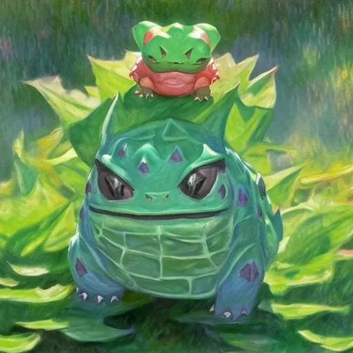 Prompt: bulbasaur painted by monet