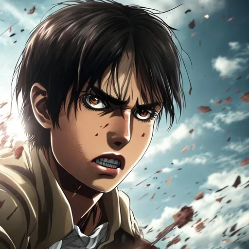 Eren from attack on titan, fighting with titans | OpenArt