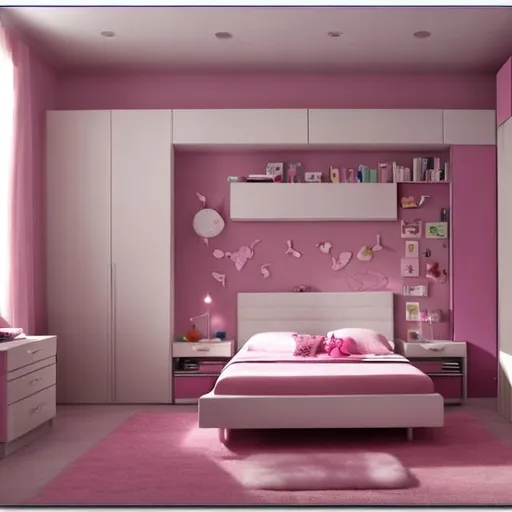 Prompt: modern bedroom for big girls

