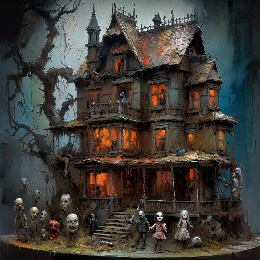 Haunted doll house scary miniature mansion with zo... OpenArt