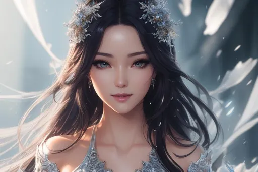 Prompt: splash art, by Greg rutkowski, hyper detailed perfect face,

beautiful kpop idol, full body, long legs, perfect body, abs,

high-resolution cute face, perfect proportions,smiling, intricate hyperdetailed hair, light makeup, sparkling, highly detailed, intricate hyperdetailed shining eyes,  

Elegant, ethereal, graceful,

HDR, UHD, high res, 64k, cinematic lighting, special effects, hd octane render, professional photograph, studio lighting, trending on artstation