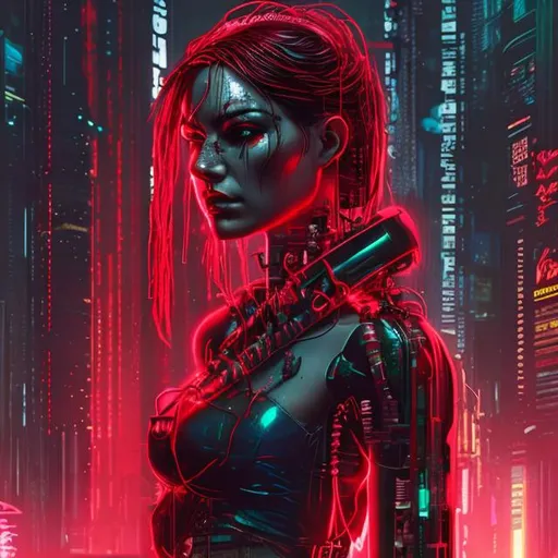 Prompt: Cyberpunk Red woman