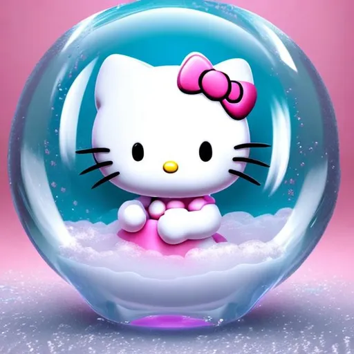 Prompt: Hello Kitty in a bubble  bath