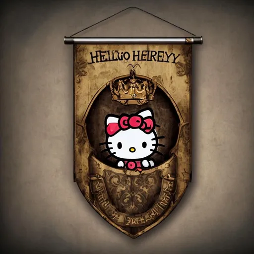 Prompt: Cool , Hello Kitty , Medieval Banner