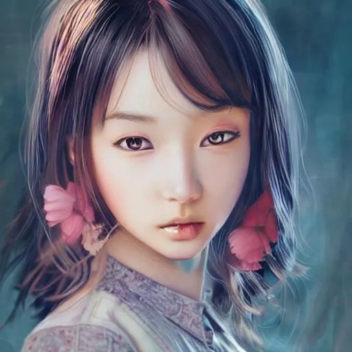 Prompt: Cute Asian Girl, Super realistic, hyperrealism, anime art concept, WLOP, Intricately Detailed, Magic, 8k Resolution, VRAY, HDR, Unreal Engine, Vintage Photography, Beautiful, Tumblr Aesthetic, Retro Vintage Style, Hd Photography, Beautiful Watercolor Painting, Realistic, Detailed, Painting By Olga Shvartsur, Svetlana Novikova, Fine Art, Soft Watercolor, Extreme Detail, Digital Art, 4k, Ultra Hd, Mixed Media