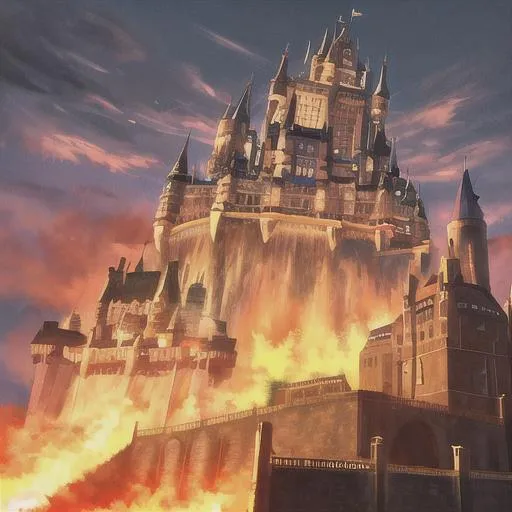 Prompt: Burning castle
