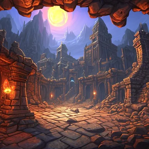 Prompt: Dungeon Cataclysm cartoon background