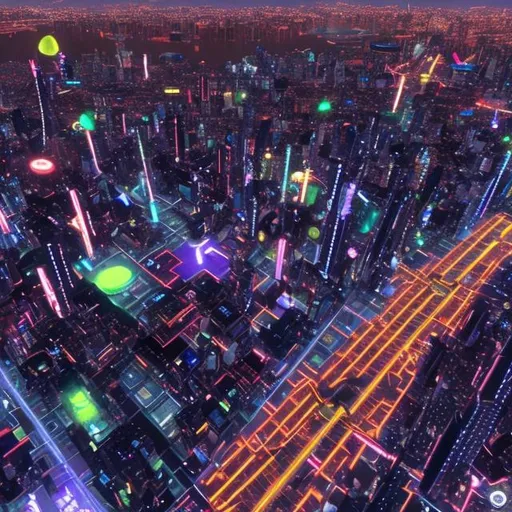 Prompt: A picture of Neon Tokyo from a skydiver perspective hyperrealistic unreal engine