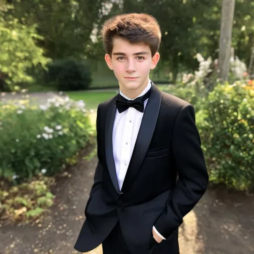 Prompt: 16 year old boy in a tuxedo