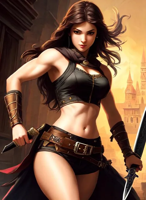 Prompt: Female assassin with a knife, (1girl:1.2), Rembrandt, (((Masterpiece))), ((((Whole Full Body in the Frame)))), ((((Perfect Anatomy with 8 Life Size))), ((photo quality)), 16k Resolution, Highly Realistic, Extremely Sweet and Cute and Beautiful Face, (((Beautiful high photorealistic style Woman running))), ((muscular)), ((fit)), ((Full covered white tunic)), (Silver armor with glowing golden filigree details and ornamental pauldrons),  cinematic light, (((fantastical moonlight in the sky full of stars ancient Greek city and ruins background))), ((depth of field)), ((clean detailed faces)), fractal isometrics details bioluminescence, intricate clothing, analogous colors, Luminous Studio graphics engine, trending on artstation Isometric Centered hyperrealist cover photo awesome full color, gritty, glowing shadows, high quality, high detail, high definition,  slim waist, nice hips