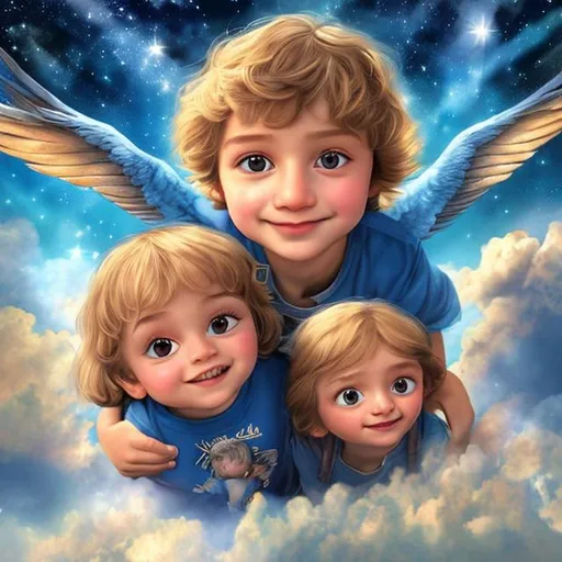 Prompt: Erstelle mir ein Bild 
-ein kleiner Junge guckt in den Sternenhimmel und lächelt 
Der Junge guckt zu Himmel

