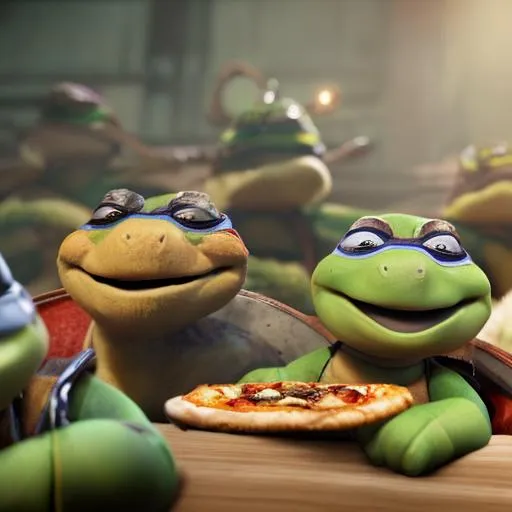 Teenage Mutant Ninja Turtles eating pizza OpenArt