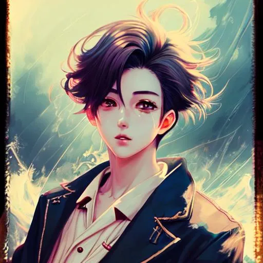 Prompt: anime character, background digital painting, digital illustration, extreme detail, digital art, ultra hd, vintage photography, beautiful, aesthetic, style, hd photography, hyperrealism, extreme long shot, telephoto lens, motion blur, wide angle lens, sweet blissful boy, amazing quality, beautiful