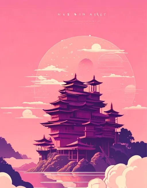 Prompt: One Pink Oriental colored  cashew Jar , Pink Background, Ghibli Art Style , Poster, centered , high definiton  very detailed, 8k , 
