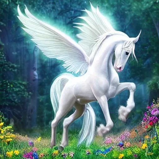 mythical pure white fairy horse, transperent wings w... | OpenArt