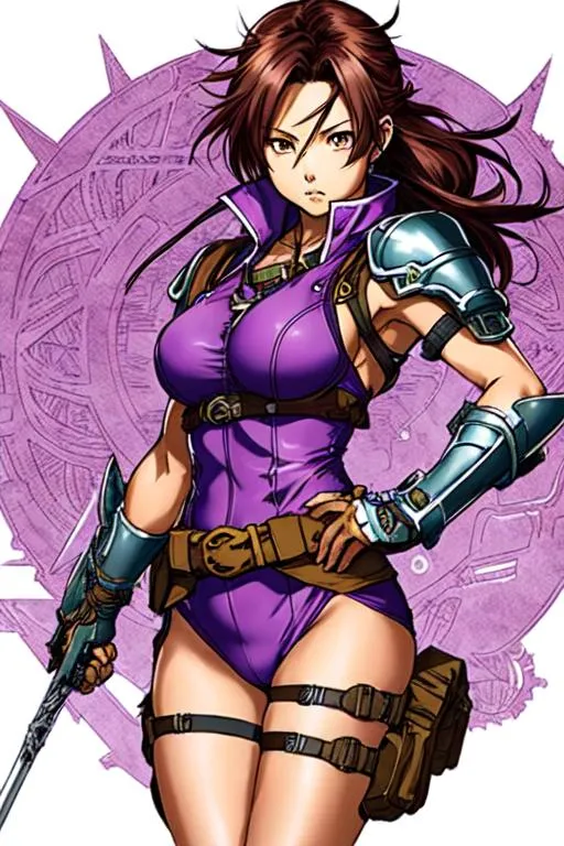 Prompt: Chronos Trigger Art (((Yoji Shinkawa))), sticker of ultra detailed portrait of Olivia Munn in detailed purple heavy ninja tactical armor, high quality cell shaded illustration in post apocalyptic style by Yoji Shinkawa, ((full body)), dynamic pose, perfect anatomy, centered, freedom, soul, black long hair,tan skin approach to perfection, cell shading, 4k , cinematic dramatic atmosphere, watercolor painting, global illumination, detailed and intricate environment, artstation, concept art, fluid and sharp focus, volumetric lighting, cinematic lighting, Art by Ilya Kuvshinov
