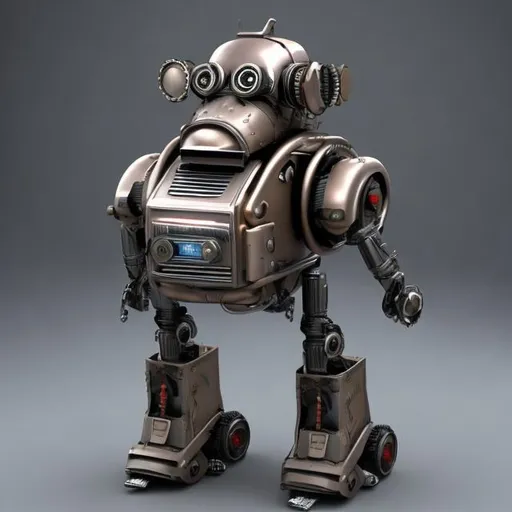 Prompt: A super advanced, steampunk, A.I. android humanoid-pig police robot
